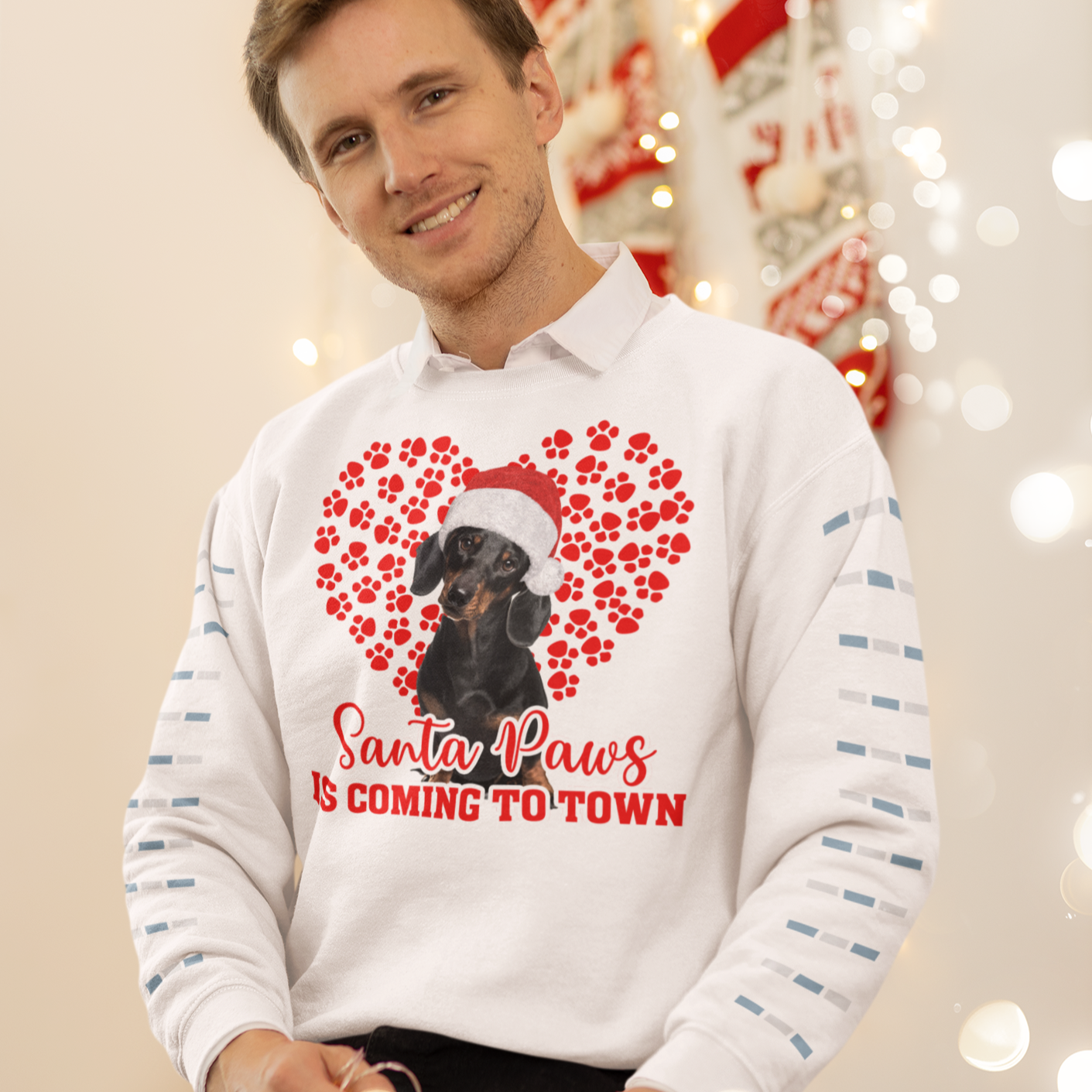 Dachshund Santa Paws is coming to Town sweatshirt - Wilson Design Group
