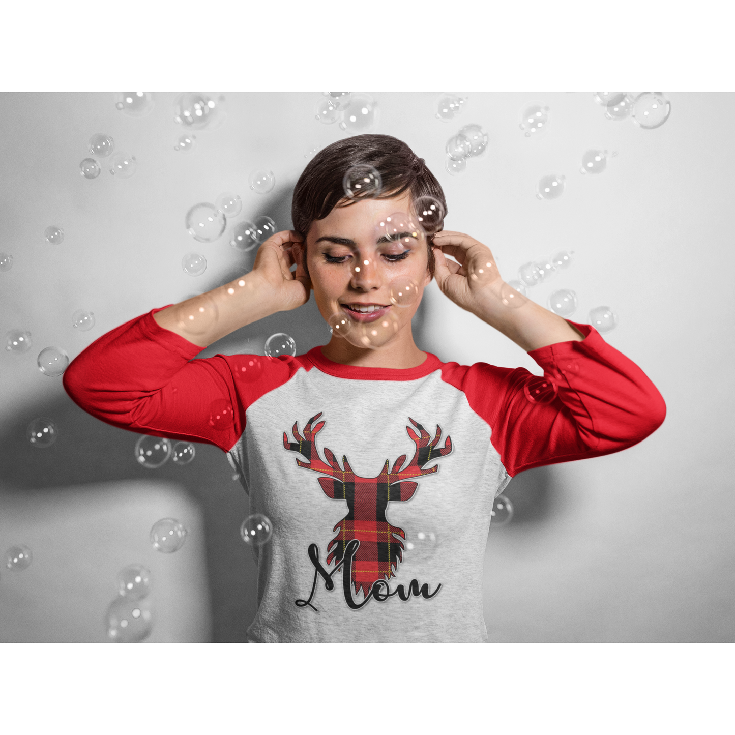 Flannel Christmas Reindeer Family Raglan Shirt (Parents and Grandparents) - Wilson Design Group