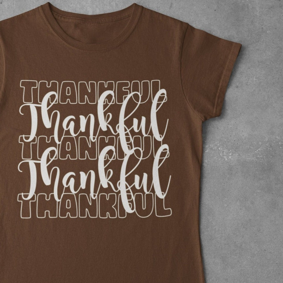Brown Thankful Thanksgiving T-Shirt and Longsleeve - Wilson Design Group