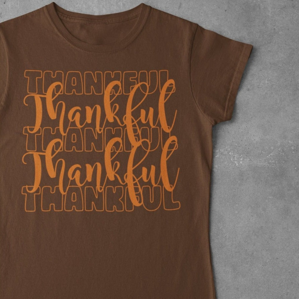 Brown Thankful Thanksgiving T-Shirt and Longsleeve - Wilson Design Group
