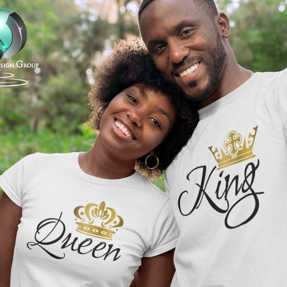 King and Queen T-Shirts, matching couple shirts, valentine's day gift for her, valentines gifts for men - Wilson Design Group