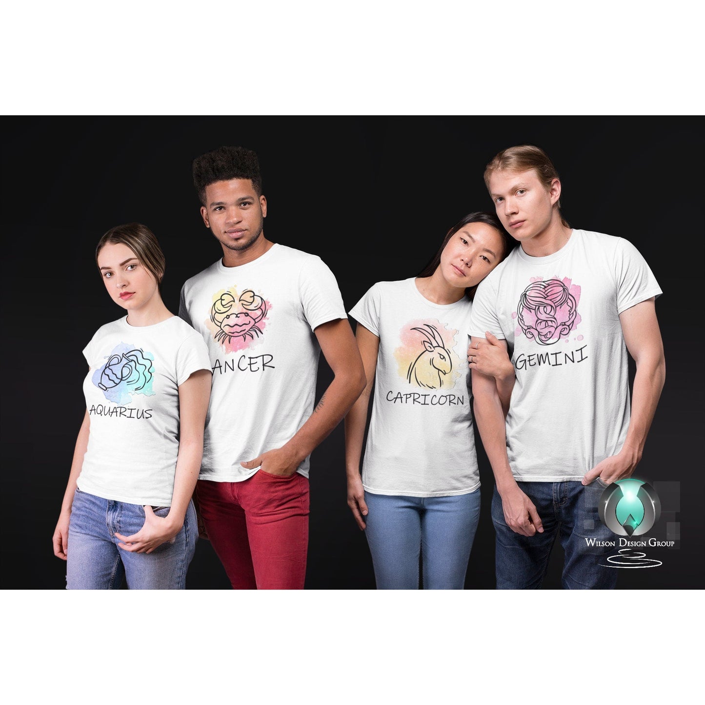 Water Color Zodiac T-Shirt (Color White) - Wilson Design Group