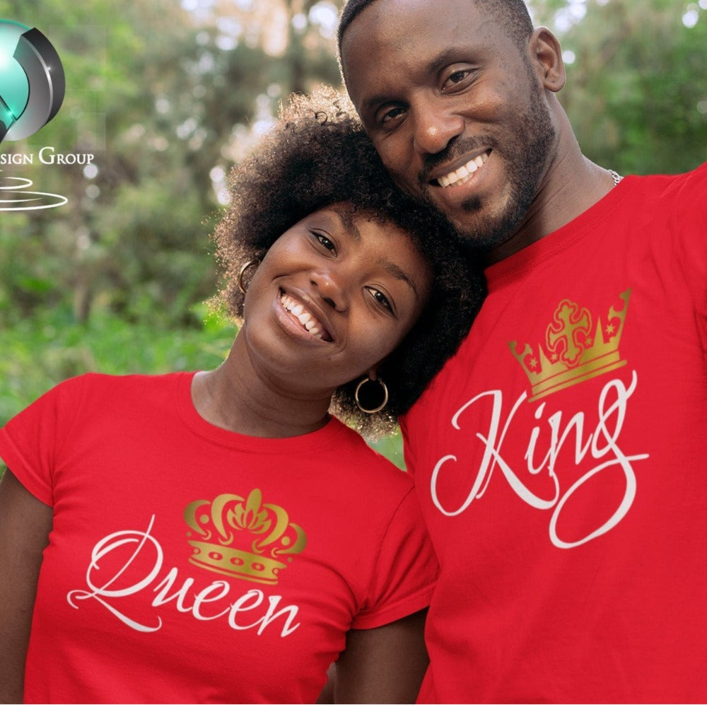 King and Queen T-Shirts, matching couple shirts, valentine's day gift for her, valentines gifts for men - Wilson Design Group