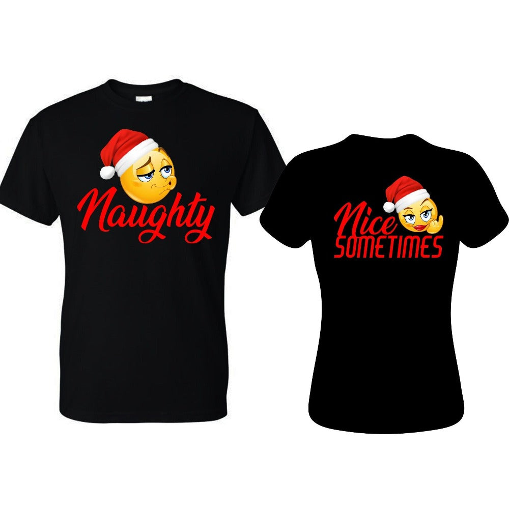 Naughty or Nice Christmas Matching Couple Sweatshirts/T-Shirts - Wilson Design Group