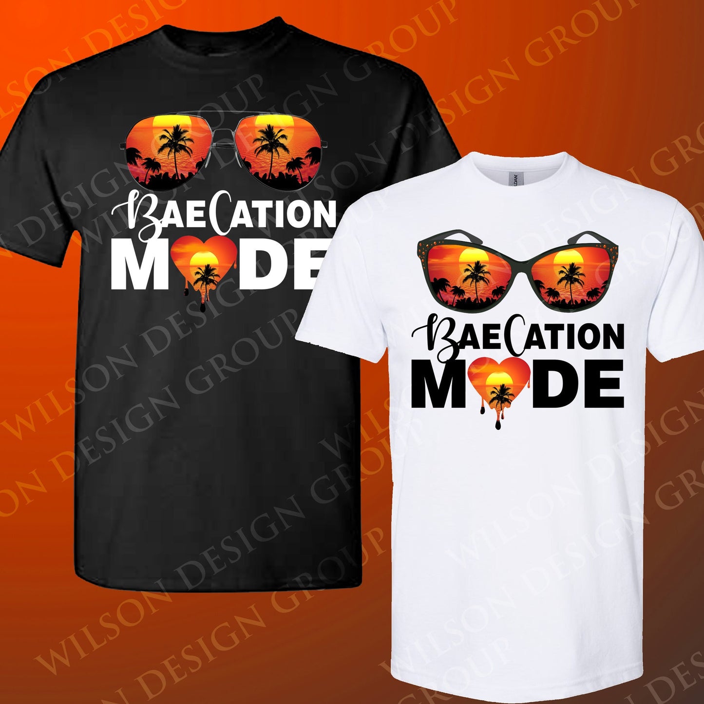 Orange Theme Baecation T-Shirts - Wilson Design Group