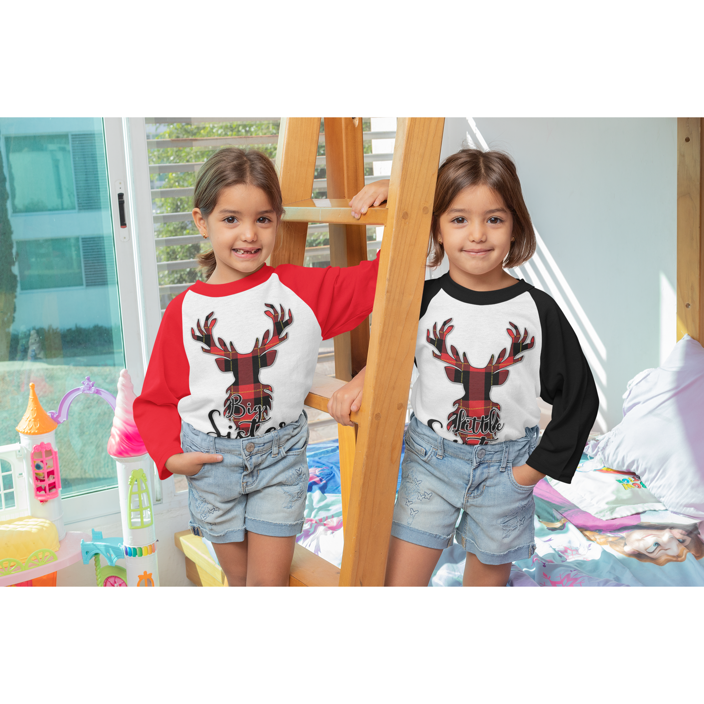 Flannel Christmas Reindeer Family Raglan Shirt (Parents and Grandparents) - Wilson Design Group