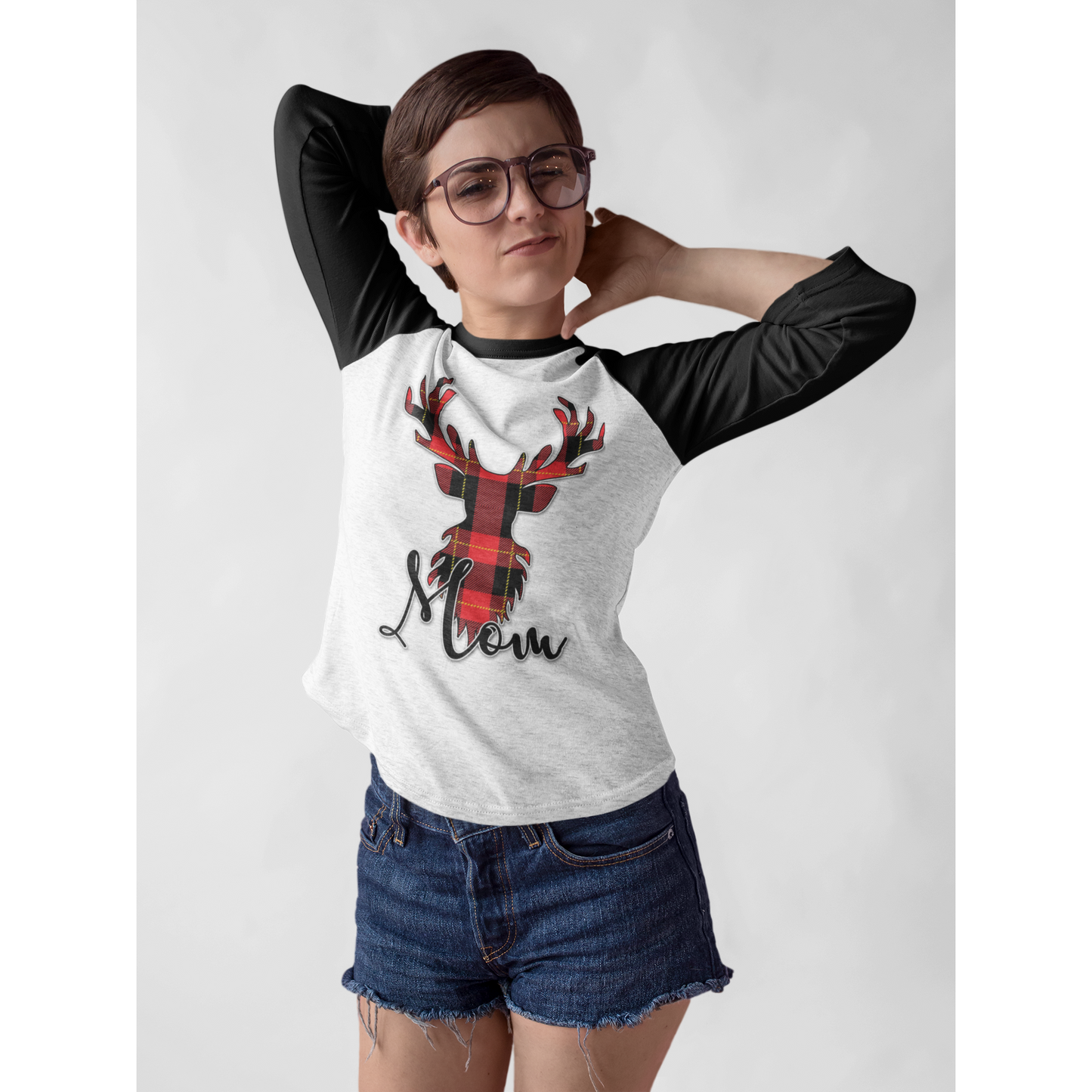 Flannel Christmas Reindeer Family Raglan Shirt (Parents and Grandparents) - Wilson Design Group