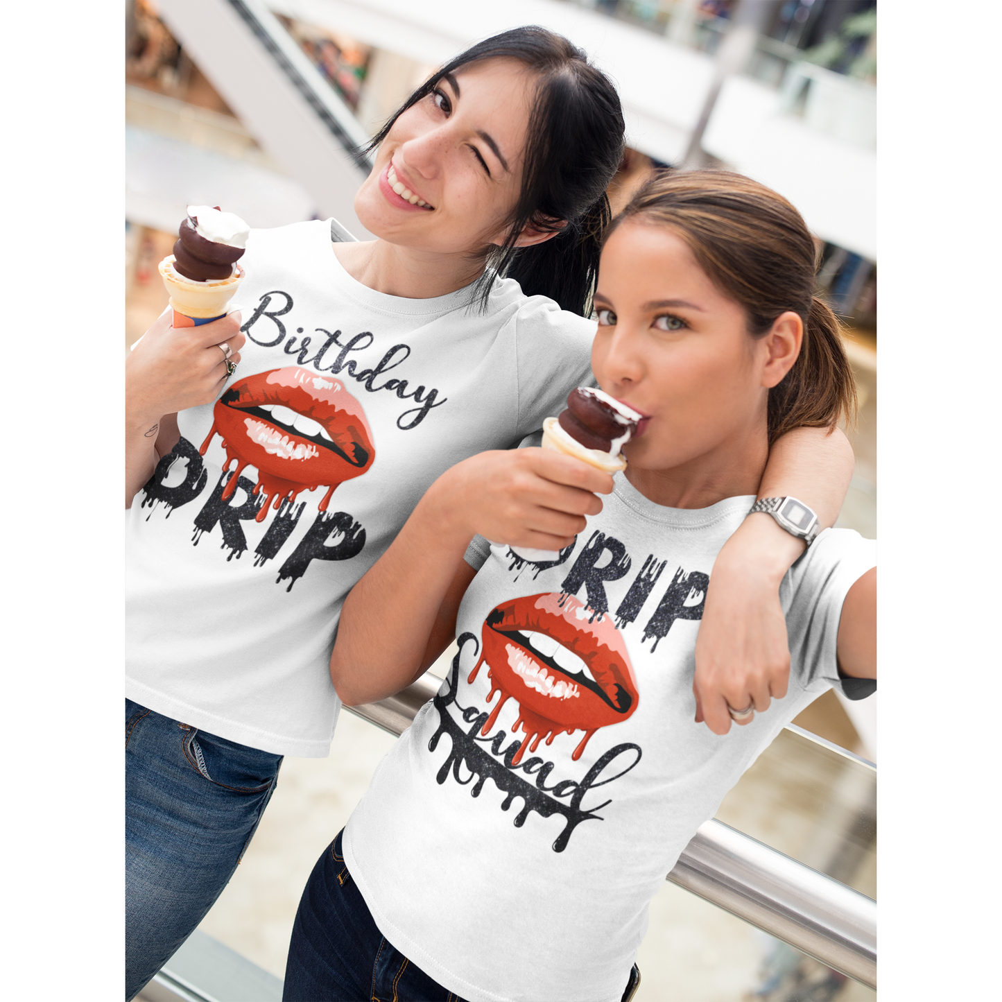 White Glitter Drip Squad shirt, birthday squad shirts - Wilson Design Group