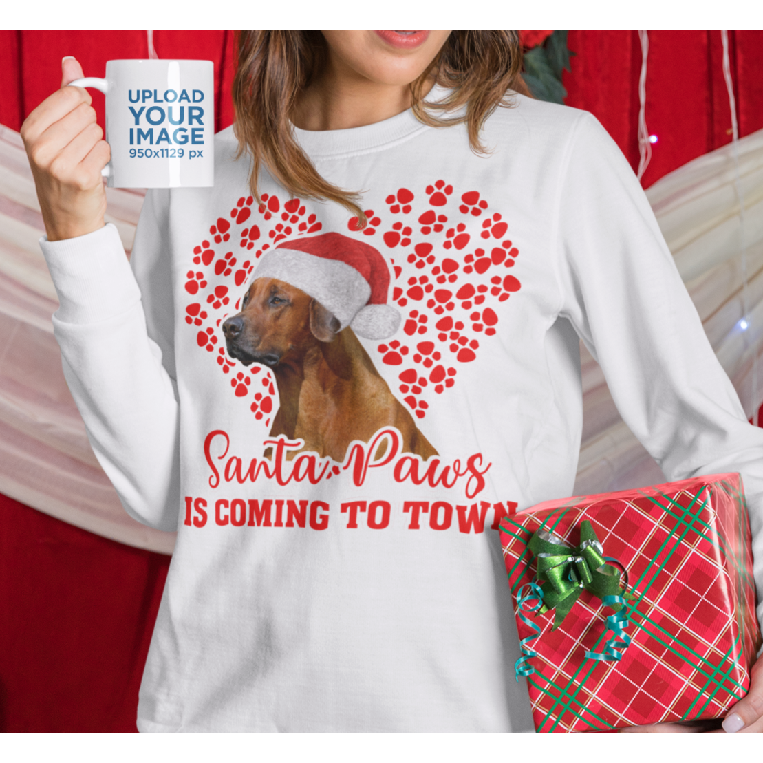 Rhodesian Santa Paws is coming to Town sweatshirt - Wilson Design Group