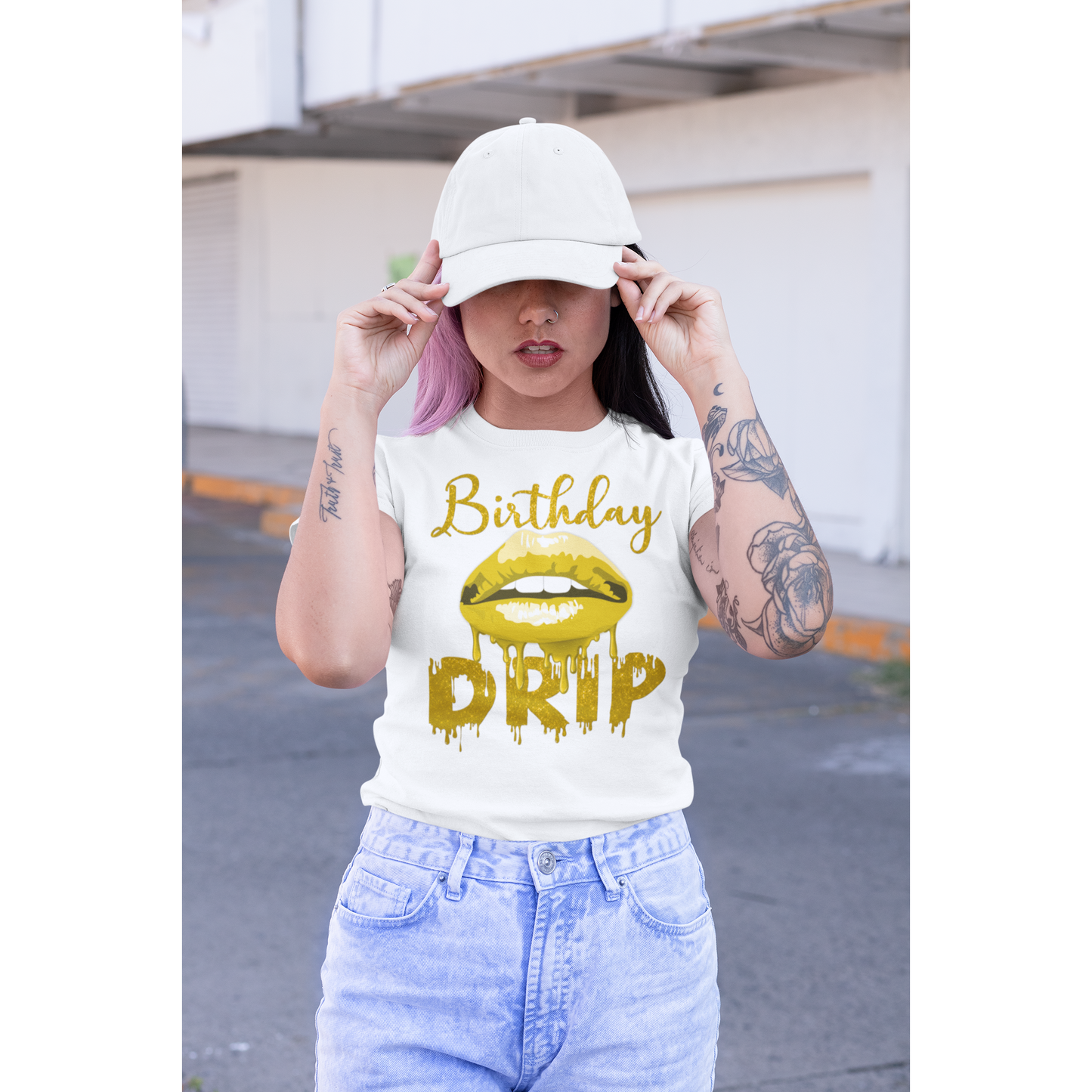 White Glitter Birthday Drip shirt - Wilson Design Group