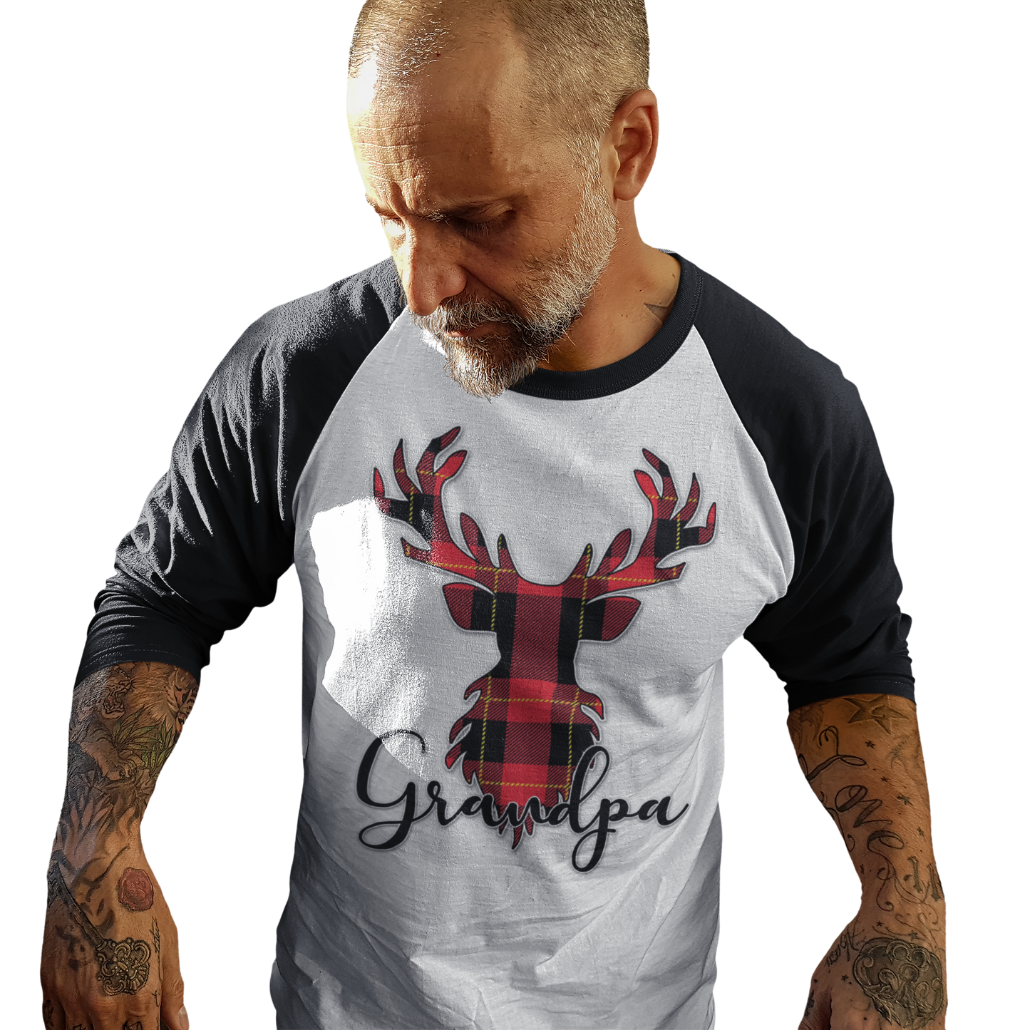 Flannel Christmas Reindeer Family Raglan Shirt (Parents and Grandparents) - Wilson Design Group