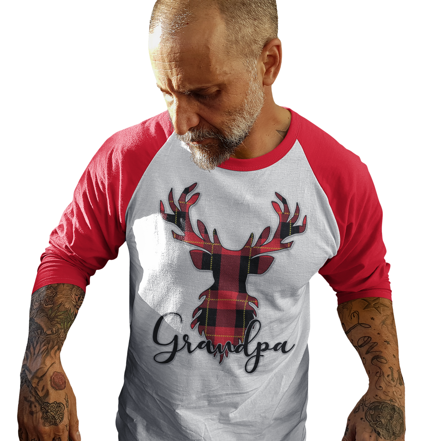 Flannel Christmas Reindeer Family Raglan Shirt (Parents and Grandparents) - Wilson Design Group