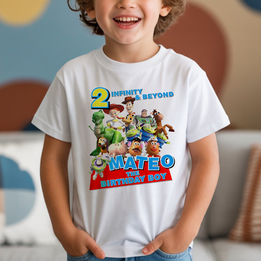 2 Infinity and Beyond Toy Story Birthday Boy, Woody and Buzz lightyear Family Matching Shirts