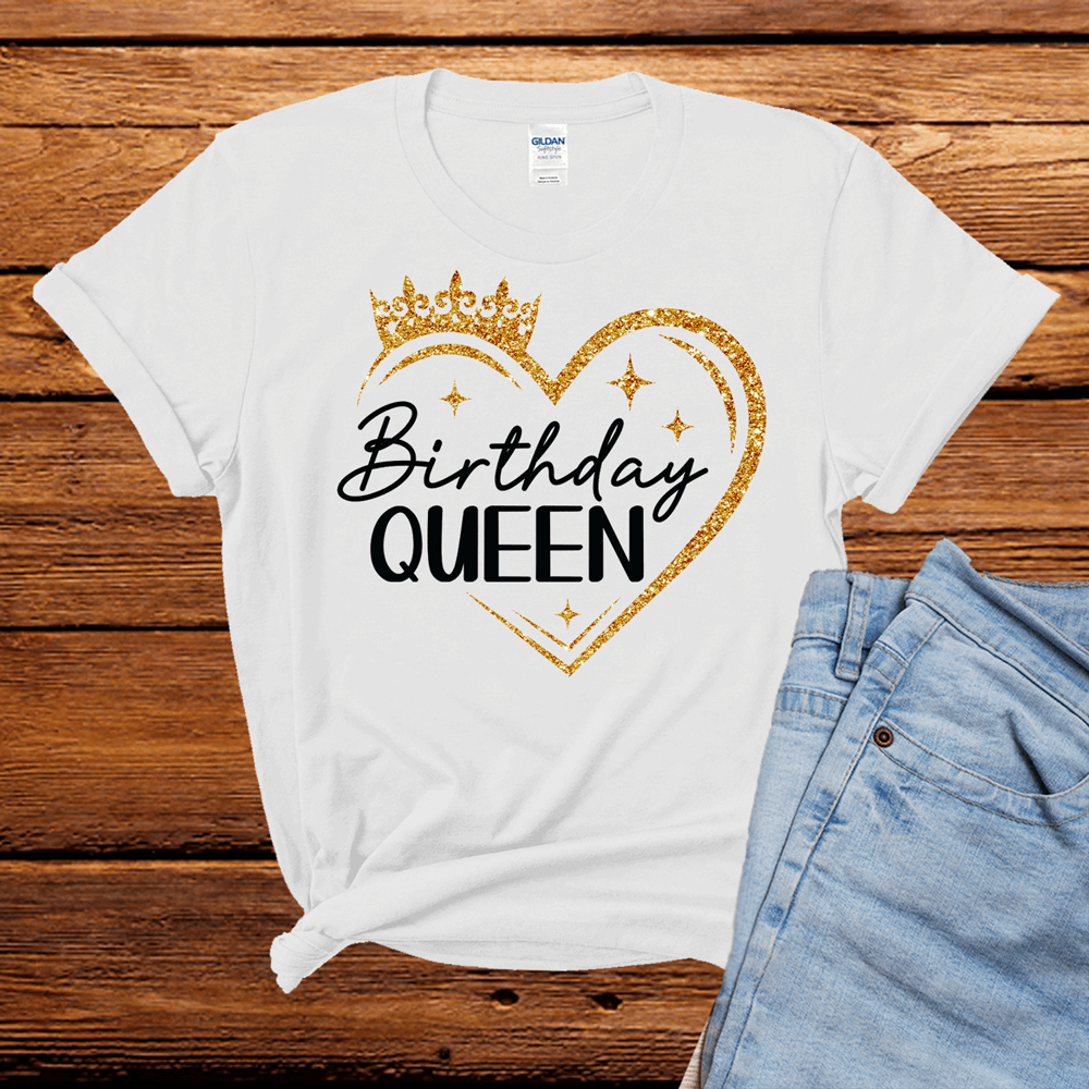 The Birthday Queen with heart and crown t Shirt (choose your color), Birthday Tshirt, Birthday Gifts, Birthday Women T-Shirt, Birthday Party Shirt - Wilson Design Group