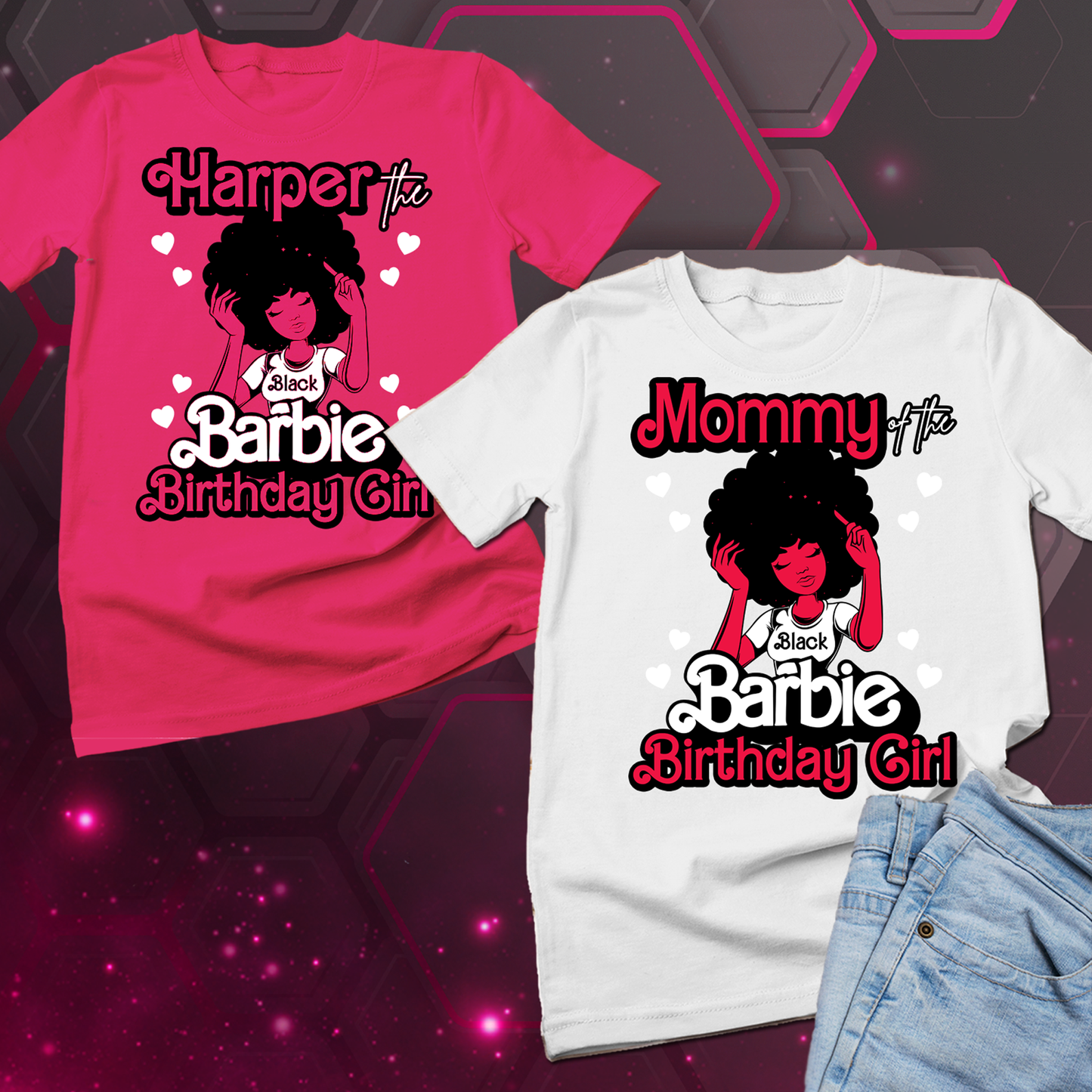 Black Barbie Birthday Girl Family Party Shirts, Black Barbie birthday girl shirt - Wilson Design Group