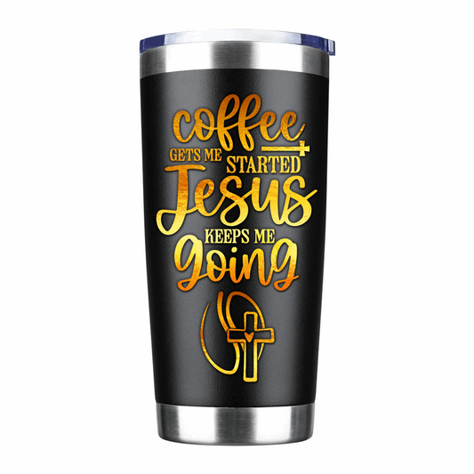 Jesus keeps me going coffee tumbler, religious coffee thermos - Wilson Design Group