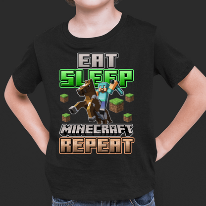 Eat, Sleep, Minecraft Repeat Shirt for boys, Gamer Shirt - Wilson Design Group