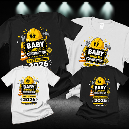 Baby Under Construction Shower Shirts for Family, Matching Family Baby Shower Shirts, Construction Theme Baby Shower Crew Tees, Custom Family Shirts