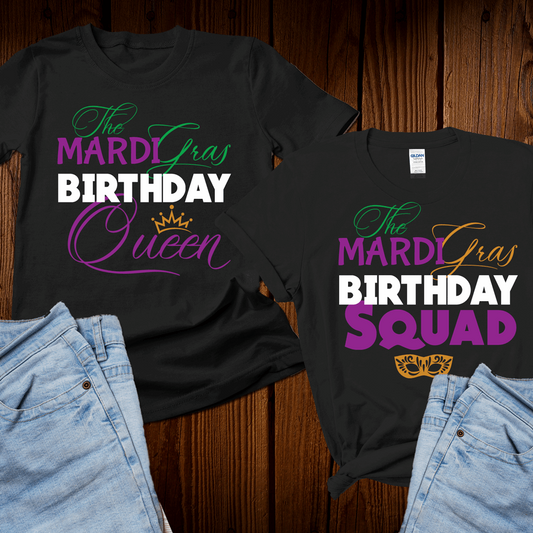 Mardi Gras Birthday Queen shirt, Mardi Gras Birthday squad shirts, NOLA Vacation Shirt, birthday squad t shirts, New Orleans vacation shirts - Wilson Design Group