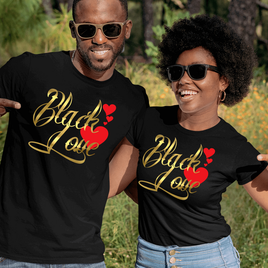 Black Love tshirt, matching couple shirts, couples tee shirts, valentine's day gift for her, valentines gifts for men - Wilson Design Group