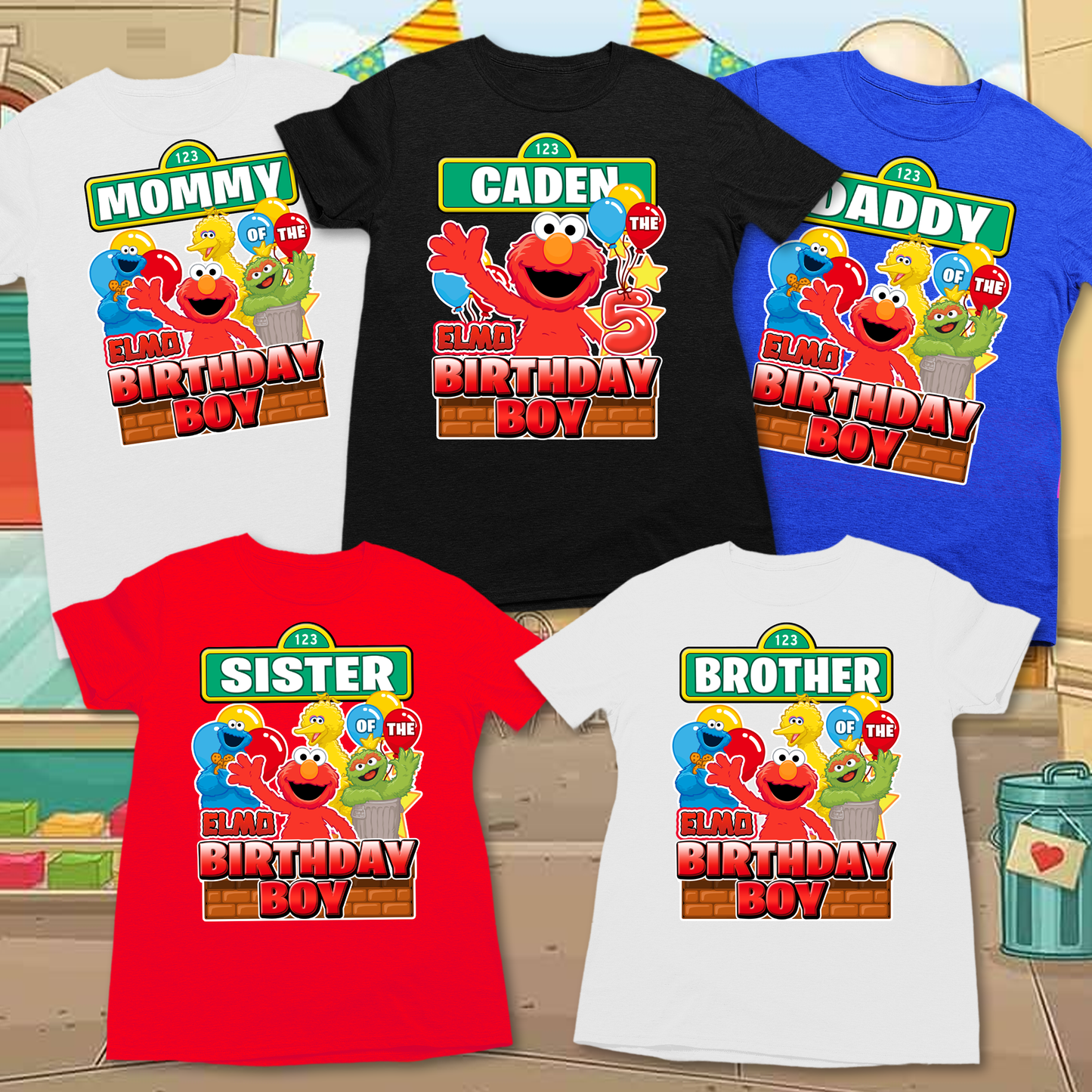 Personalized Elmo Birthday Boy Shirt, Sesame Street birthday shirts for family - Wilson Design Group