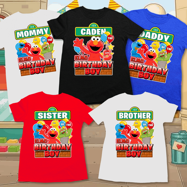 Personalized Elmo Birthday Boy or girl Shirt, Sesame Street birthday shirts for family - Wilson Design Group