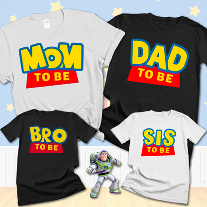 Toy Story Family Matching Shirts - Mom and Dad to Be, Baby Shower Family Shirts - Toy Story Theme Gender Reveal Tshirt Set, Sibling Kids Tee
