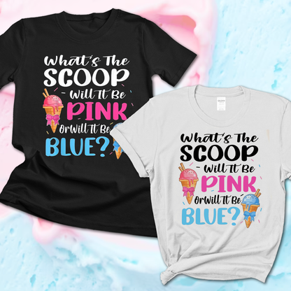 Ice Cream Family Matching Shirts - What's The Scoop Baby Shower Shirts - Icecream Theme Gender Reveal Tshirt Set, Mommy Daddy Sibling Kids Tee