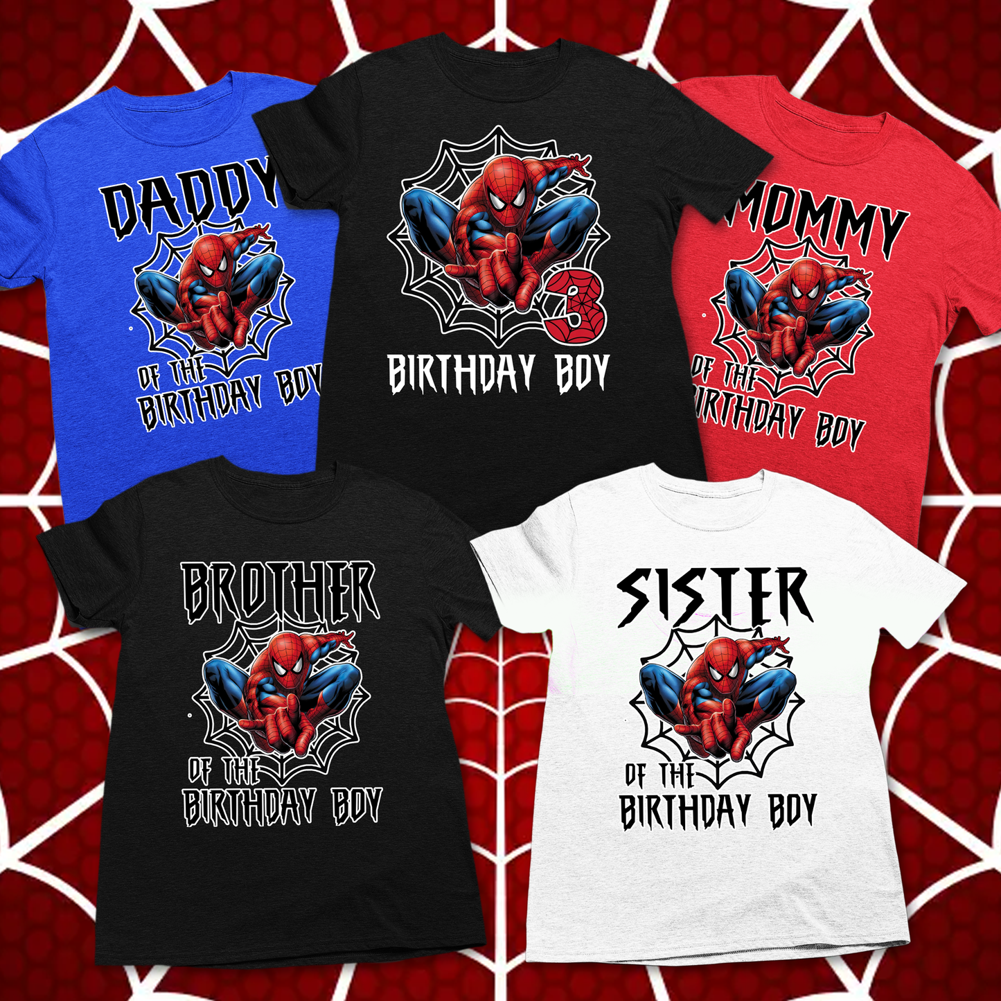 Personalized Spiderman Birthday Shirt - Custom Name and Any Age Superhero Birthday Boy Tee - Spiderman Family Matching Shirts - Spidey Theme Party Outfits