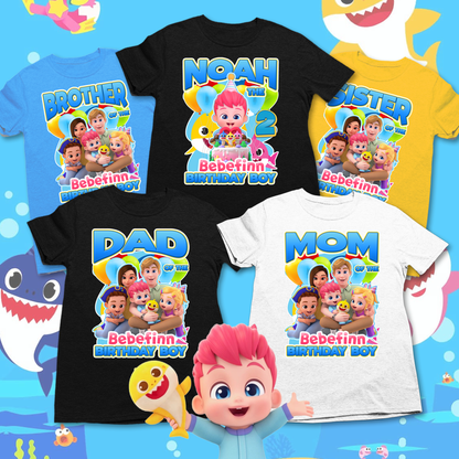 Baby Shark birthday boy shirt, Bebefinn Birthday boy Family Party Shirts