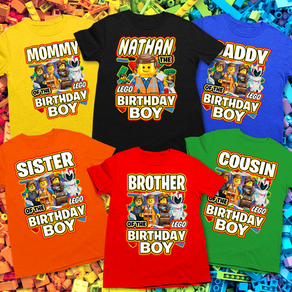Personalized Lego Birthday Boy Shirt - Custom Name & Age Building Bricks Shirt - Matching Family Lego Party Tees - Master Builder Theme Birthday Outfits