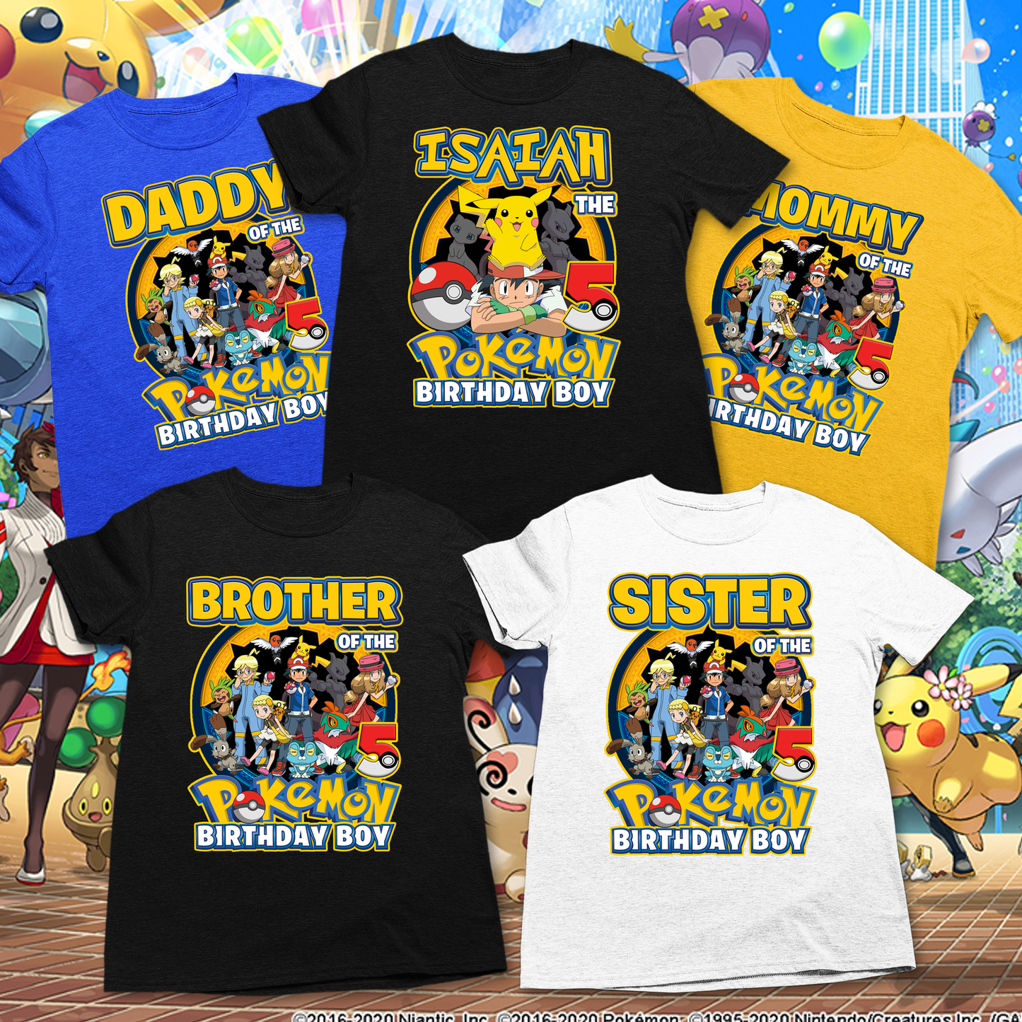 Personalized Pokemon Birthday Boy Shirt - Custom Name and Any Age Superhero Monster Tee - Matching Pokemon Family Birthday Shirts - Gotta Catch 'Em All Party Outfits