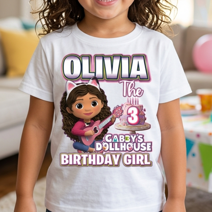 Custom Gabby’s Dollhouse Birthday Shirt, Personalized Dollhouse Birthday Girl Tee, Matching Family Birthday Crew Shirts, A-meow-zing Party Tees
