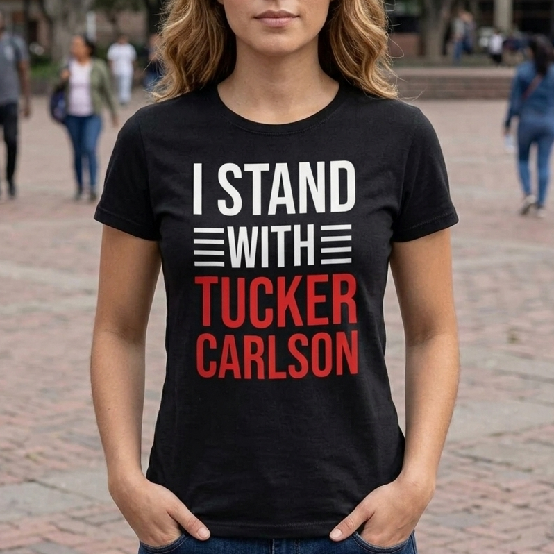 I Stand With Tucker Carlson T-Shirt - Conservative Political Support Graphic Tee - Unisex Short Sleeve Shirt