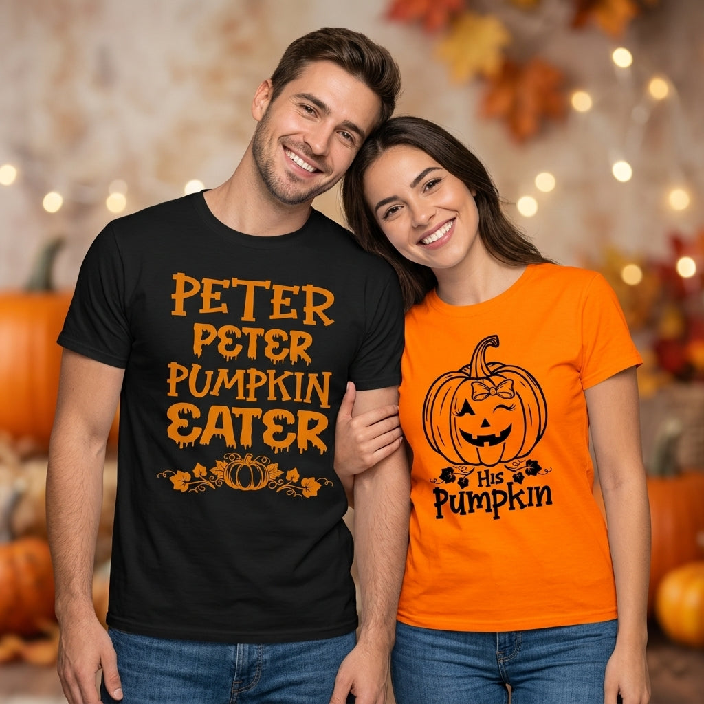 Peter Peter Pumpkin Eater Matching Couples Halloween Shirt, Funny Spooky Couple Sweatshirts, Fall Season Matching Couple Hoodies