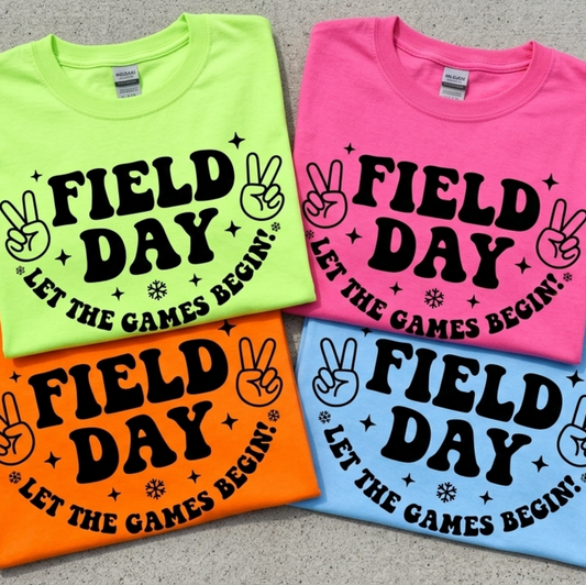 Field Day Shirt | Let The Games Begin Tee | Groovy School Spirit T-Shirt | Peace Sign Teacher Shirt | Kids School Event Graphic Tee