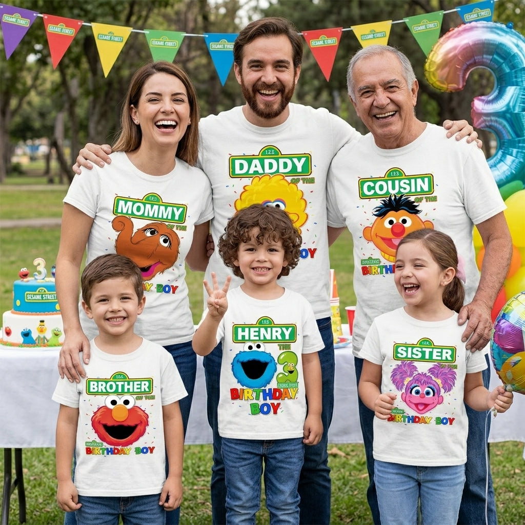 Custom Sesame Street Birthday Boy & Girl Shirt - Choose Your Character Family Matching Tees
