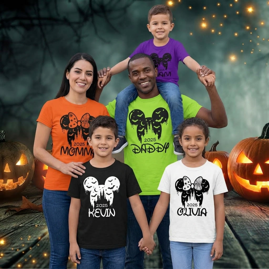 2026 Disney Halloween Shirts | Personalized Mickey & Minnie Family Halloween T-Shirts | Halloween Disney Family Vacation