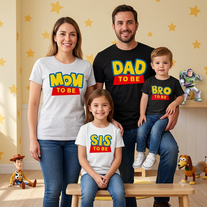 Toy Story Family Matching Shirts - Mom and Dad to Be, Baby Shower Family Shirts - Toy Story Theme Gender Reveal Tshirt Set, Sibling Kids Tee