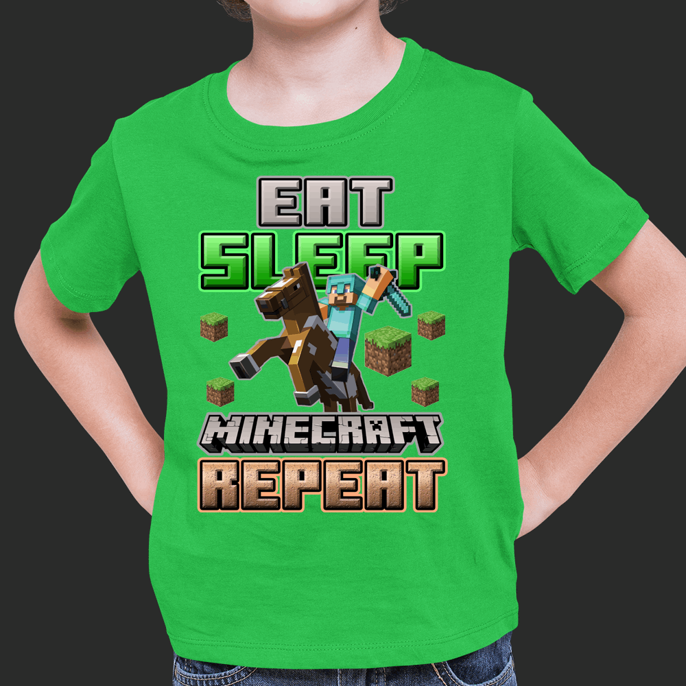 Eat, Sleep, Minecraft Repeat Shirt for boys, Gamer Shirt - Wilson Design Group