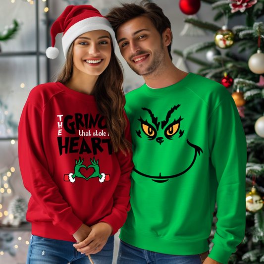 The Grinch that stole my heart matching t shirts, sweatshirts, Hoodies - couple Christmas shirt, Christmas shirts for women