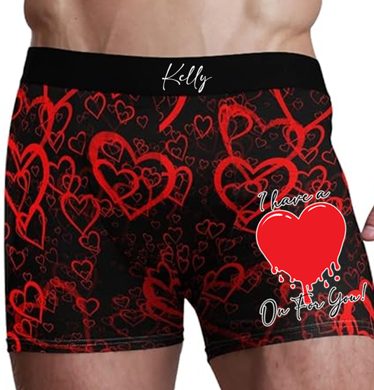 I Have a Heart On Men's Personalized Valentine's Day Boxer Briefs, valentines gifts for men, - Wilson Design Group