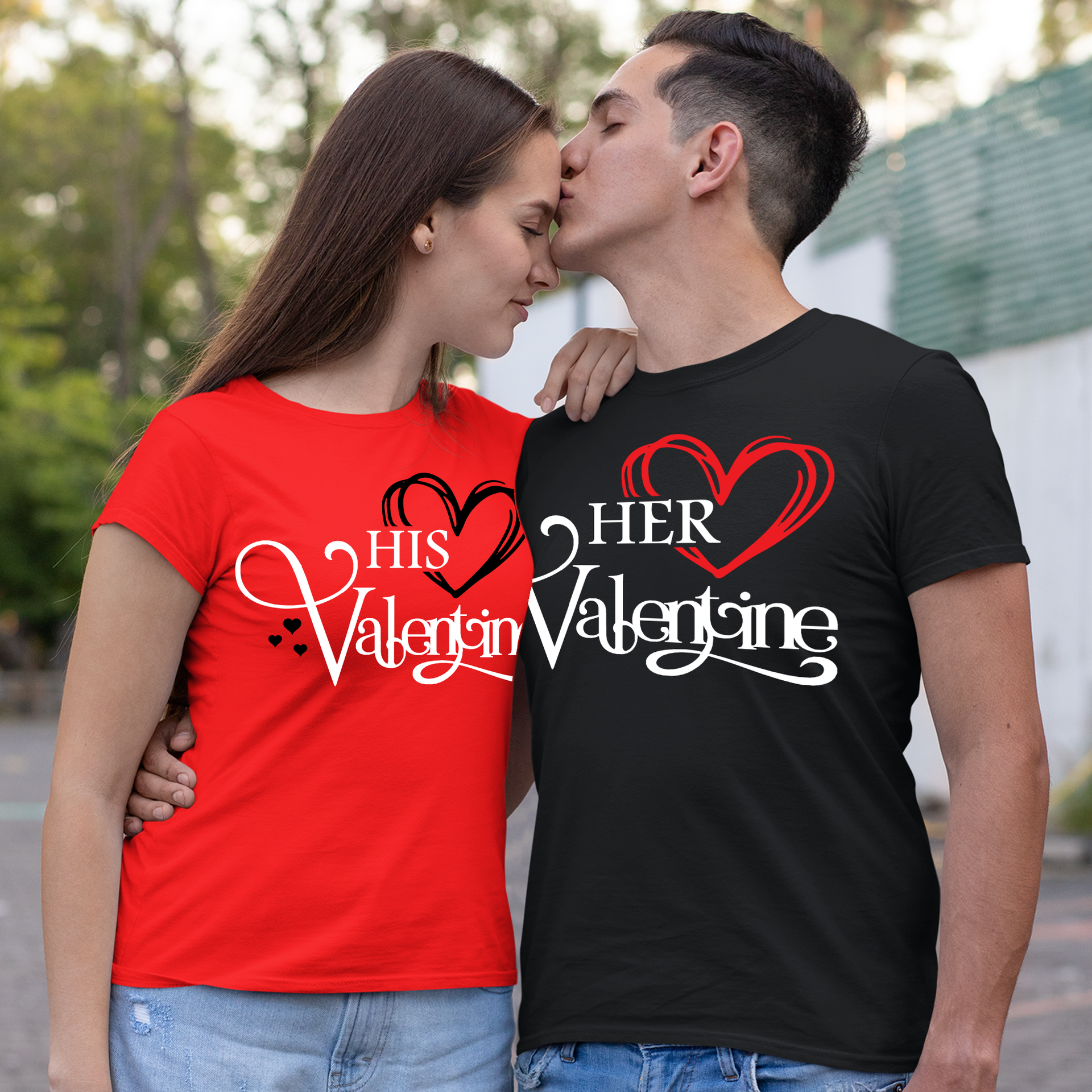His Valentine - Her Valentine couples valentines day shirts