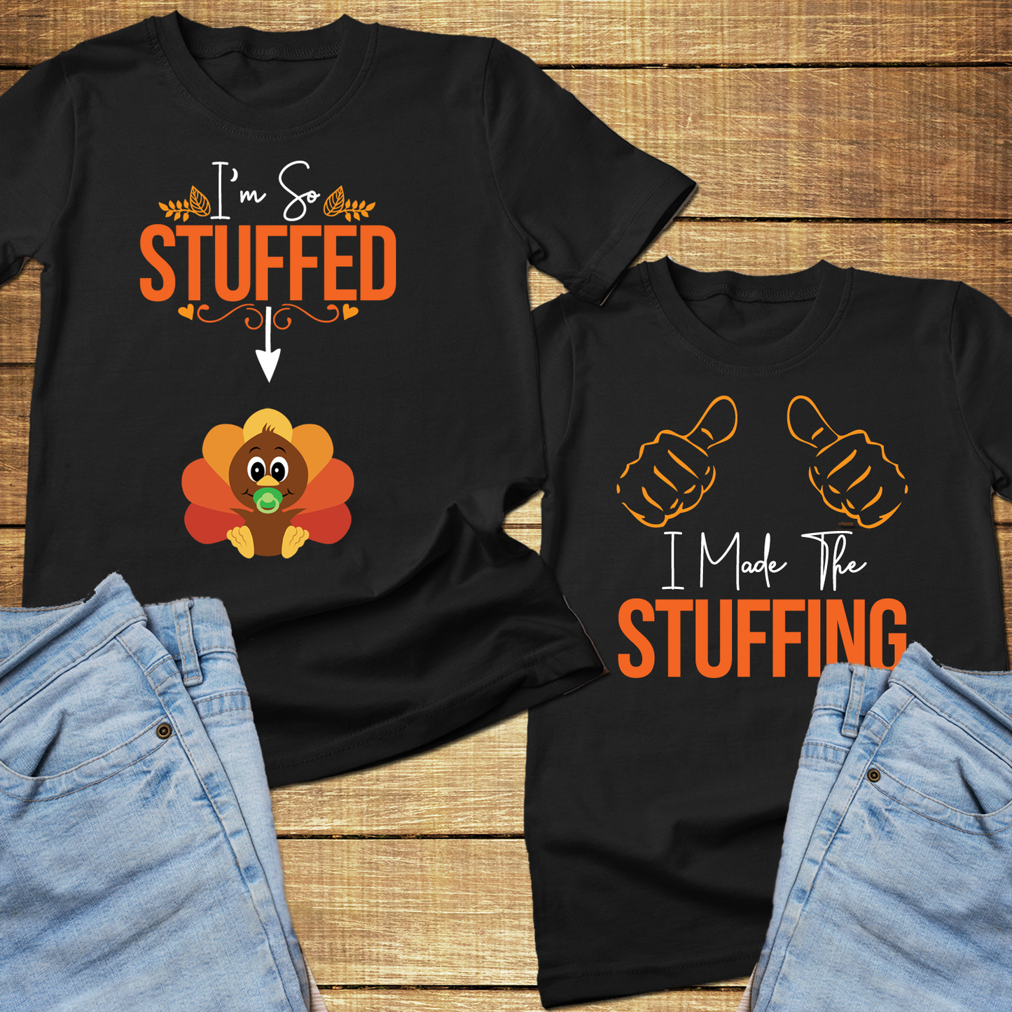 I'm so stuffed Couple thanksgiving pregnancy announcement shirt, thanksgiving maternity shirt, couple thanksgiving shirt - Wilson Design Group
