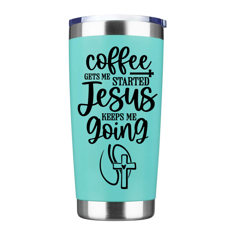 Jesus keeps me going coffee tumbler, religious coffee thermos - Wilson Design Group