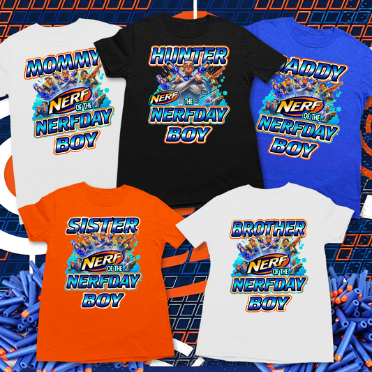 Personalized Nerf Birthday Boy Shirt, Nerfday birthday shirts for family - Wilson Design Group