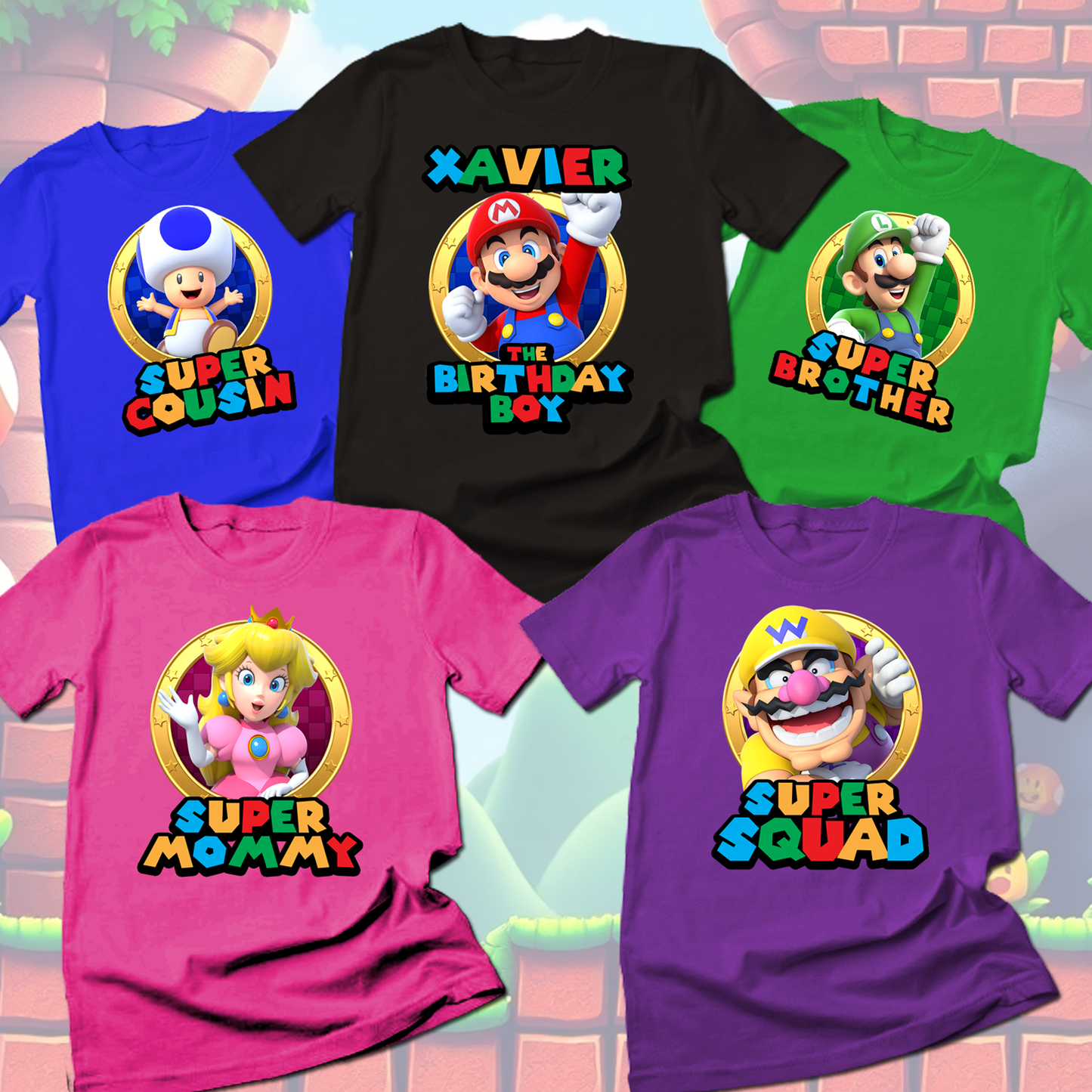 Super Mario Family Birthday Shirts, Matching Birthday Party Tees, Custom Mario Character Family Crew, Personalized Birthday Shirt, Mario Tee