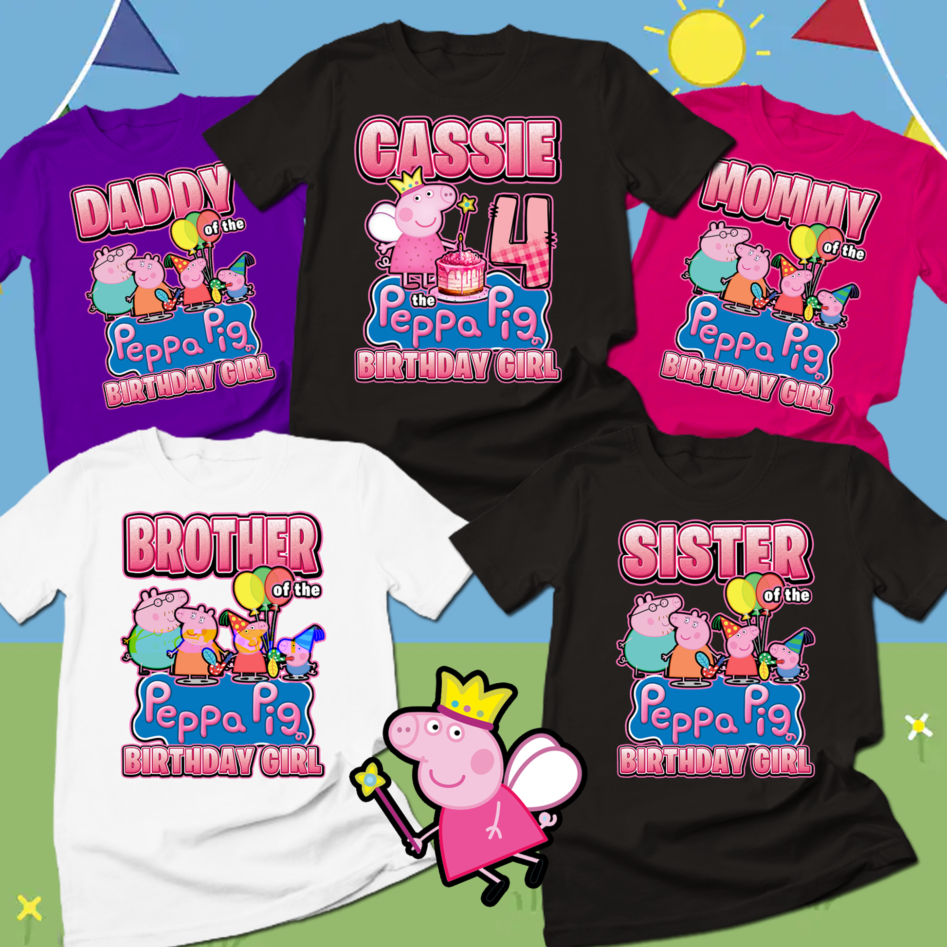 Peppa Pig Birthday Girl Family Party Shirts, Peppa Pig birthday girl shirt - Wilson Design Group