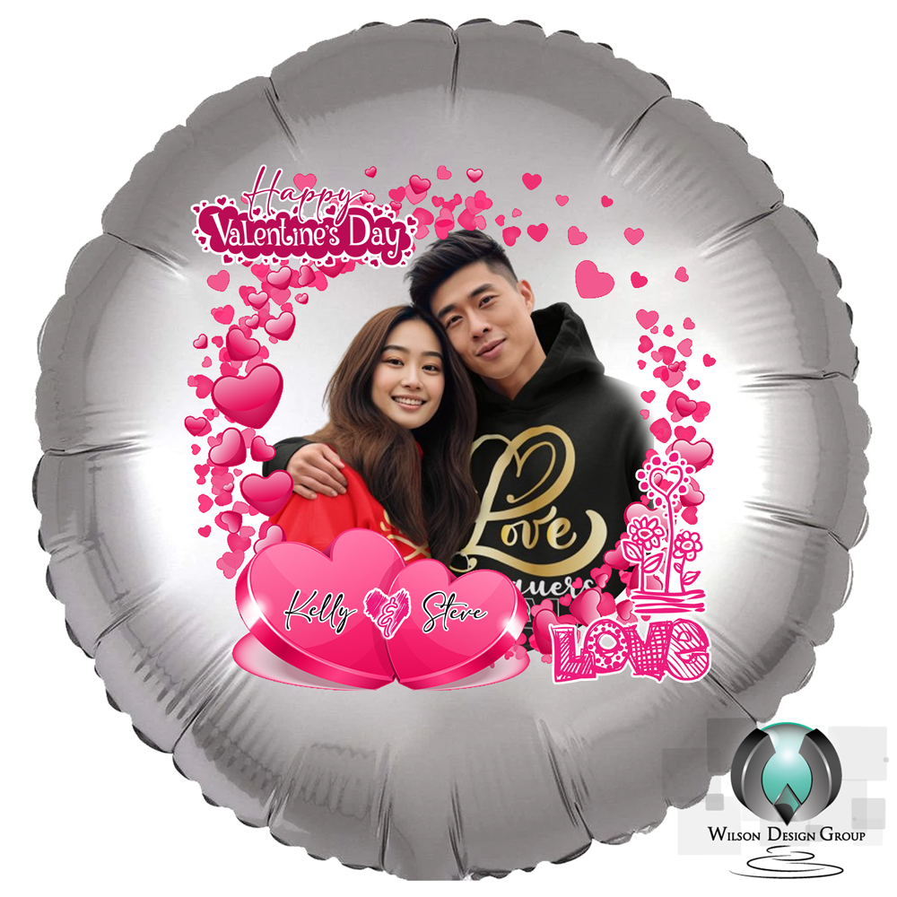 Personalized Heart Shaped Valentine's Day balloon (Add your Photo), balloons valentines, Gift for her, gift for him - Wilson Design Group