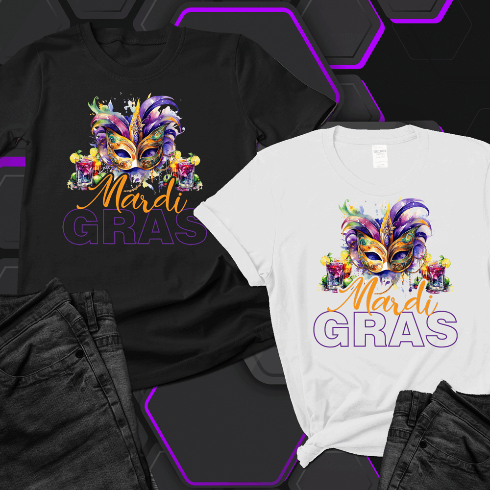 Mardi Gras Shirt with Mask and Drinks, Mardi Gras Shirt, Nola tshirts